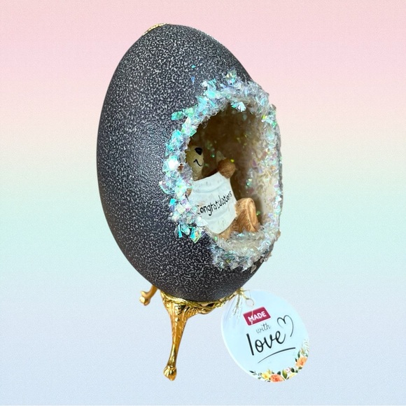 𝑯𝒂𝒏𝒅𝒎𝒂𝒅𝒆 Emu Egg “Congratulations” Gift - Picture 7 of 14